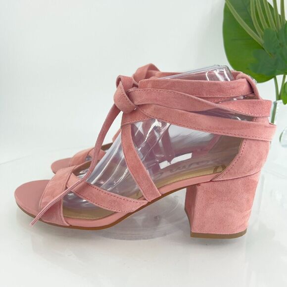 Sam Edelman Women's Suede Strappy Sheri Sandal Heels Pink Size 9 Gladiator - Picture 5 of 14